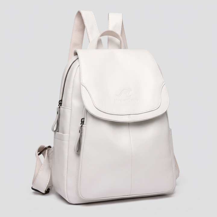 Women's Anti-Theft Leather Backpack with Embossed Finish 0