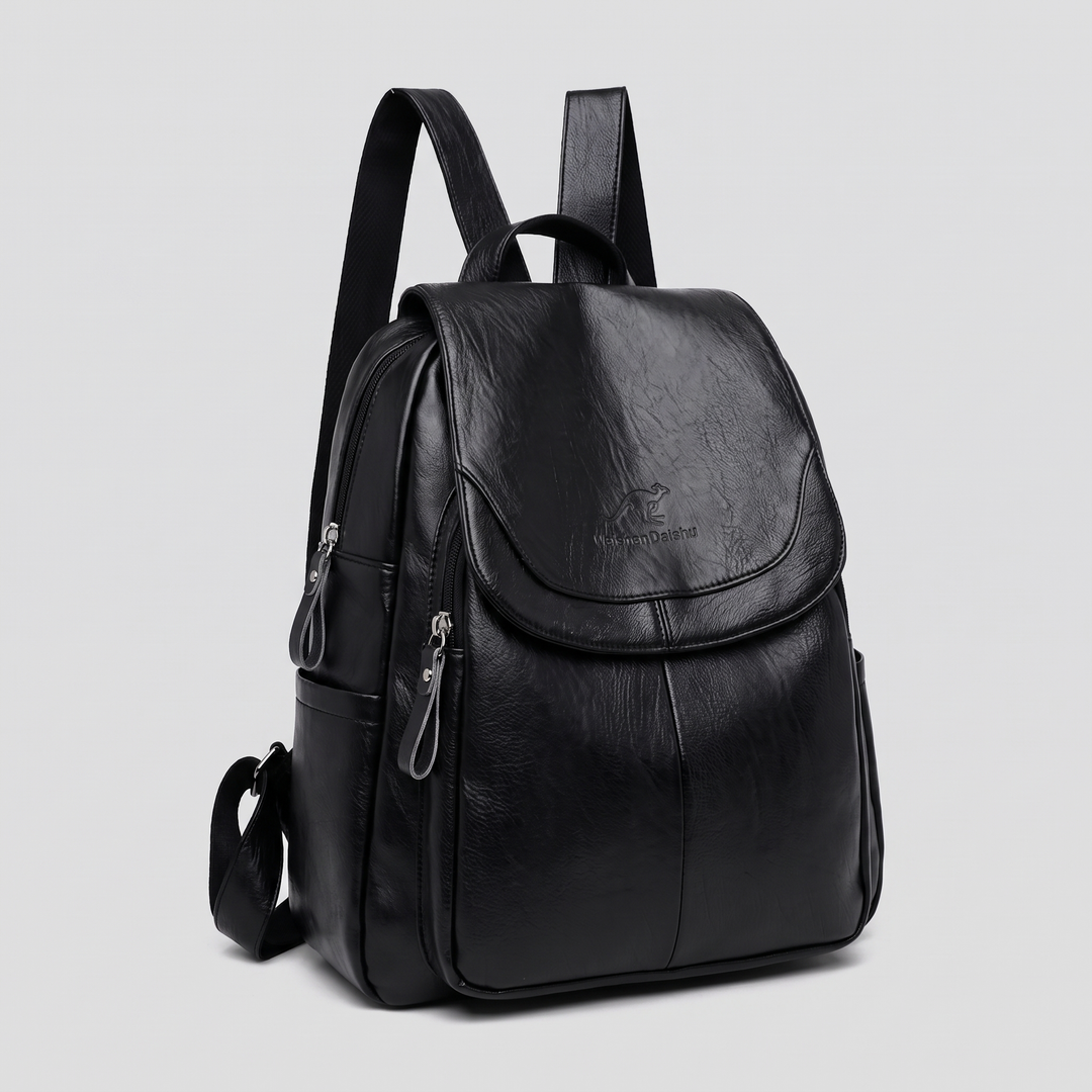 Women's Anti-Theft Leather Backpack with Embossed Finish 2