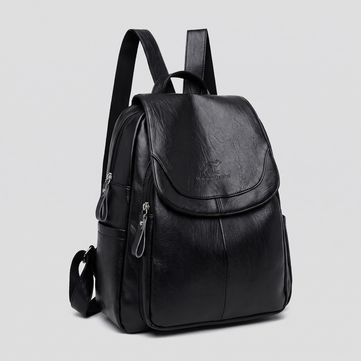 Women's Anti-Theft Leather Backpack with Embossed Finish 2