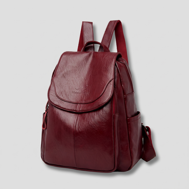Women's Anti-Theft Leather Backpack with Embossed Finish 4