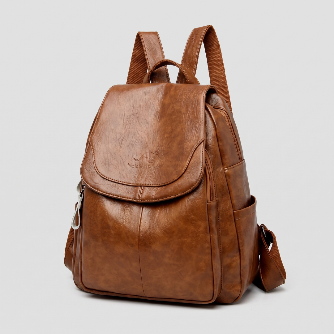 Women's Anti-Theft Leather Backpack with Embossed Finish 5