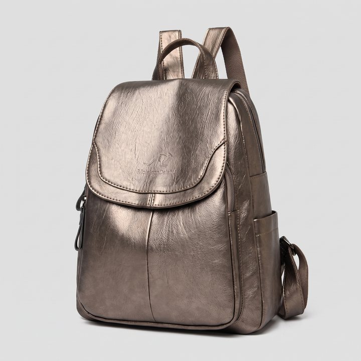 Women's Anti-Theft Leather Backpack with Embossed Finish 7