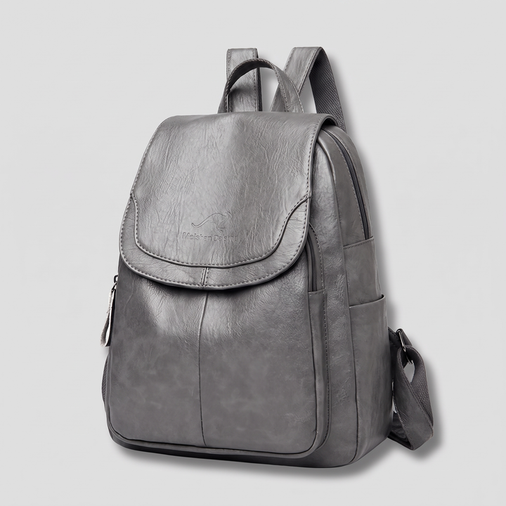 Women's Anti-Theft Leather Backpack with Embossed Finish 8