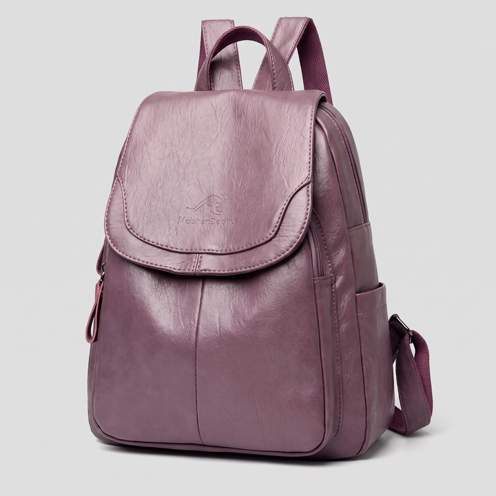 Women's Anti-Theft Leather Backpack with Embossed Finish 9