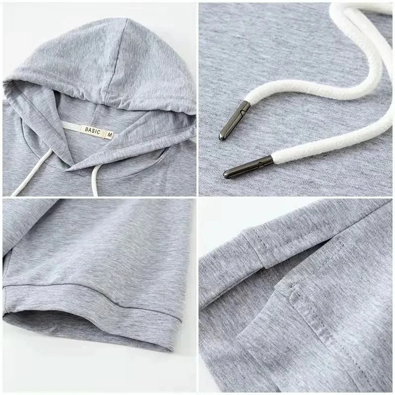 Women's Boxy Short Sleeve Hoodie for Spring with Split Hem 1