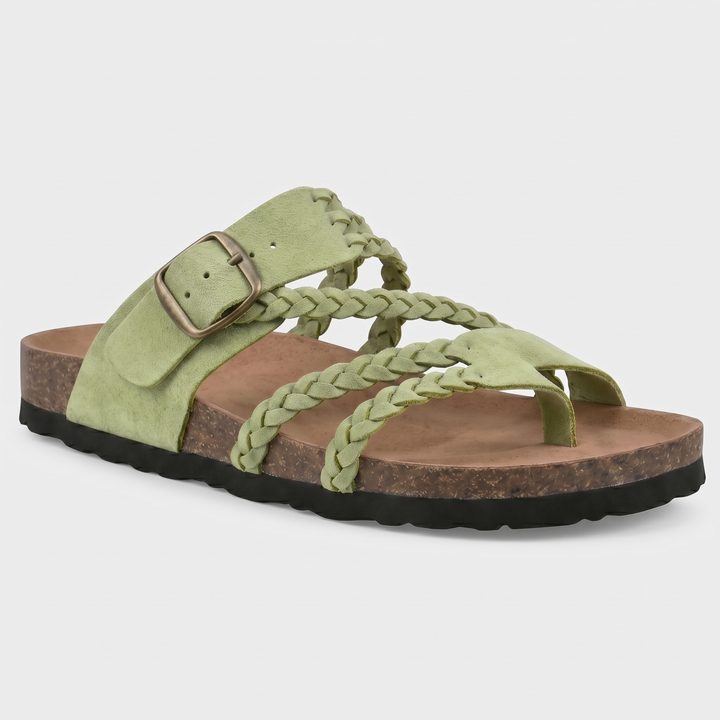 Women's Braided Flat Sandals for Beach Days with Toe Loop 0