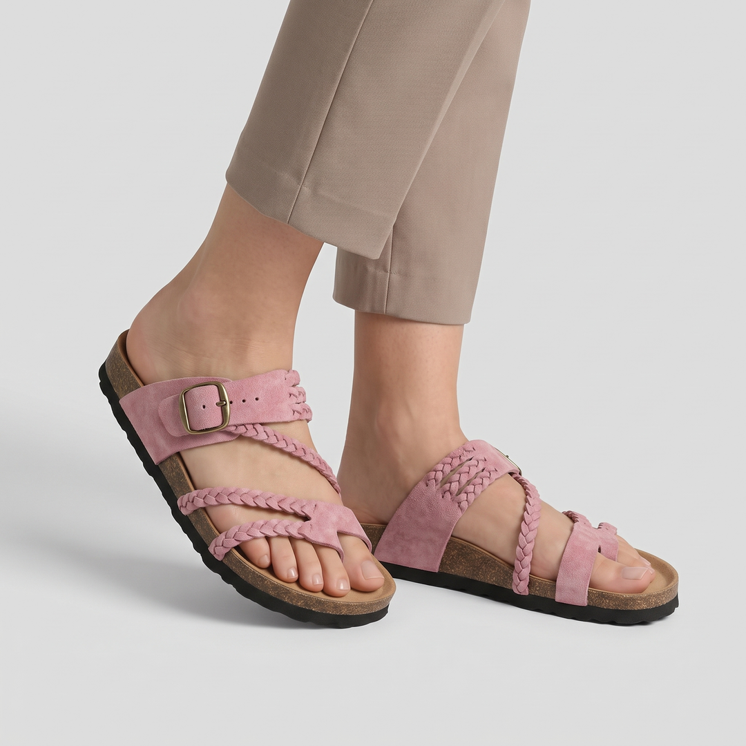 Women's Braided Flat Sandals for Beach Days with Toe Loop 4