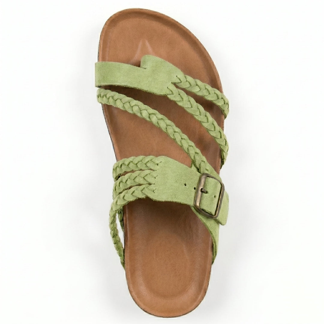 Women's Braided Flat Sandals for Beach Days with Toe Loop 7