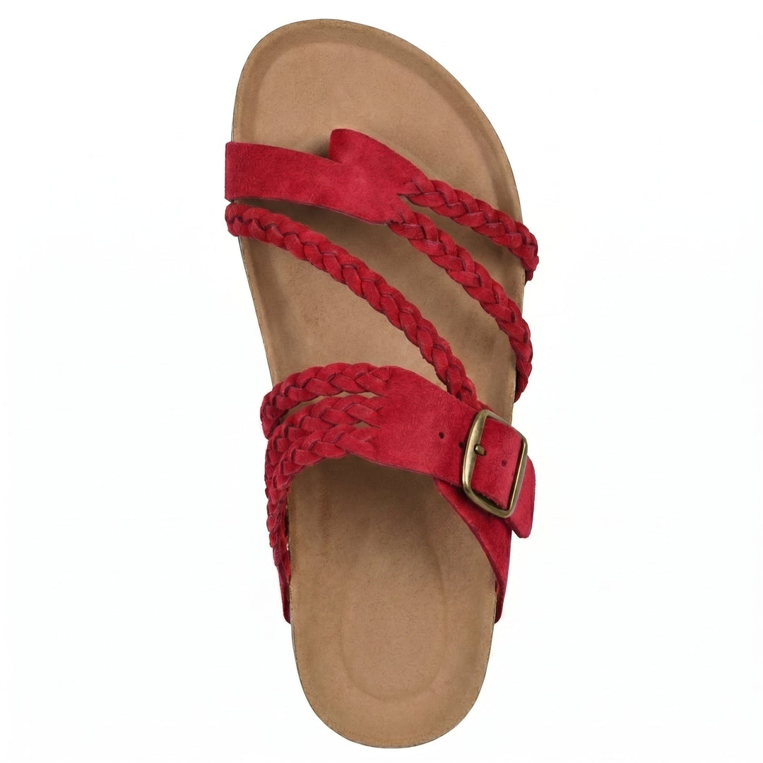 Women's Braided Flat Sandals for Beach Days with Toe Loop 8