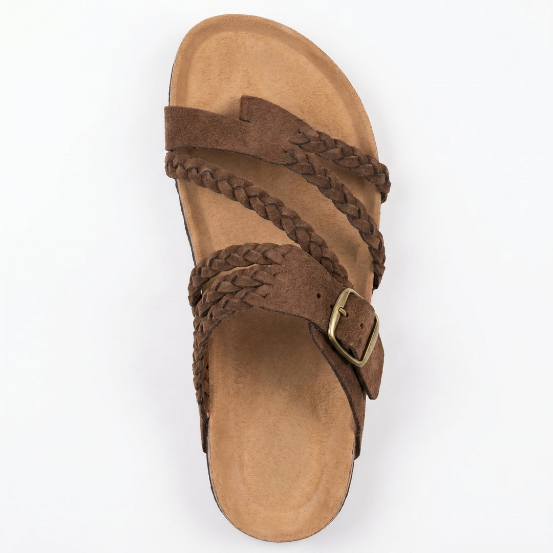 Women's Braided Flat Sandals for Beach Days with Toe Loop 9