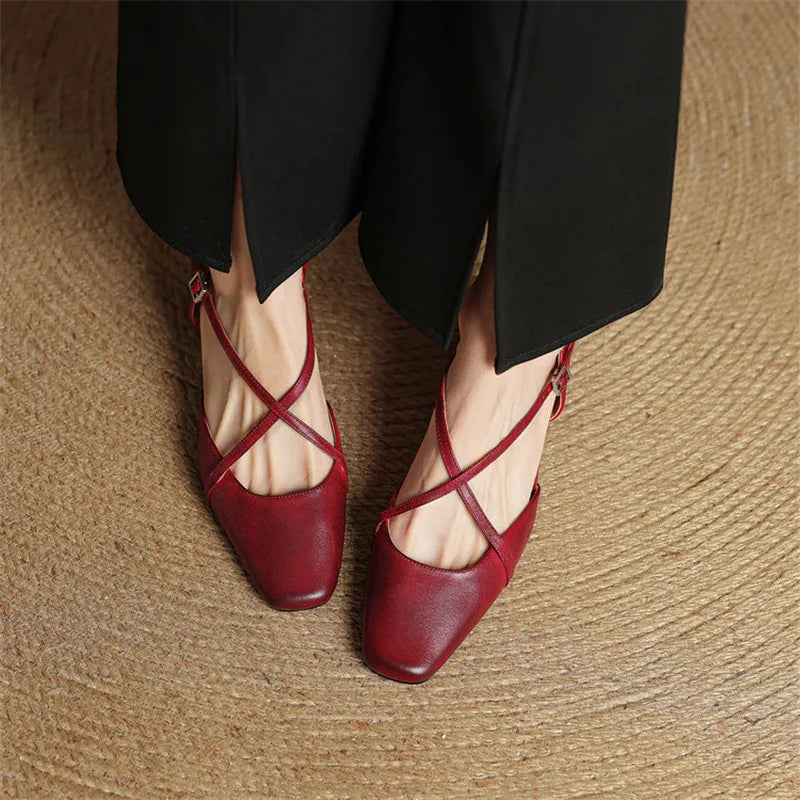 Women's Classic Leather Heels for Work with Block Heel 1