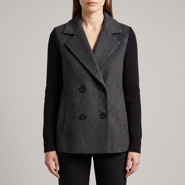 Women's Cozy Blazer Coat for Work with Soft Ribbed Knit 5