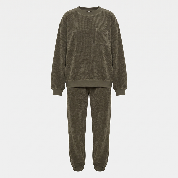 Women's Cozy Corduroy Sweatset for Home with Cuffed Joggers 0