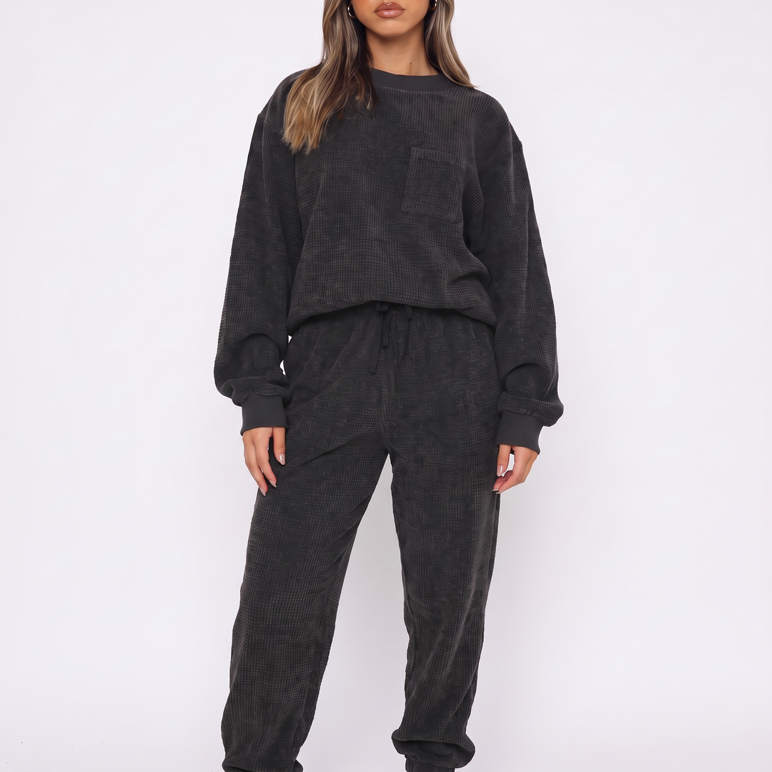 Women's Cozy Corduroy Sweatset for Home with Cuffed Joggers 6
