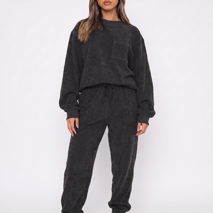 Women's Cozy Corduroy Sweatset for Home with Cuffed Joggers 6