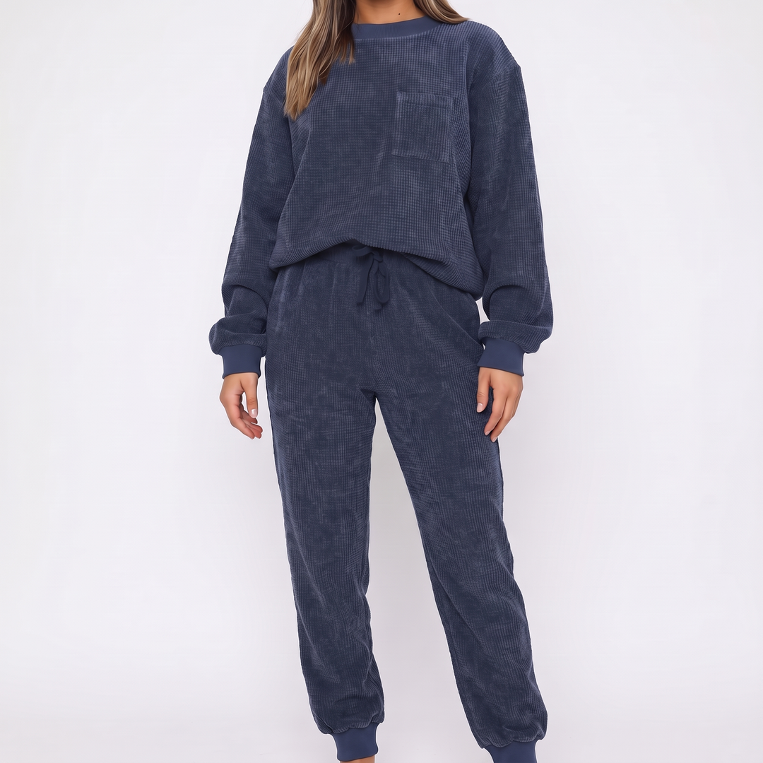 Women's Cozy Corduroy Sweatset for Home with Cuffed Joggers 7