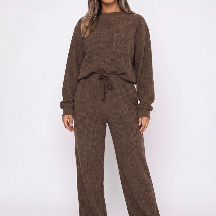 Women's Cozy Corduroy Sweatset for Home with Cuffed Joggers 8