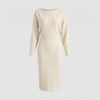 Women's Draped Midi Dress for Events with Batwing Sleeves