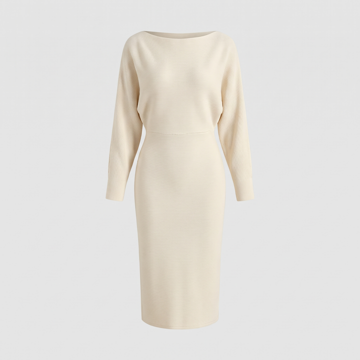 Women's Draped Midi Dress for Events with Batwing Sleeves 0