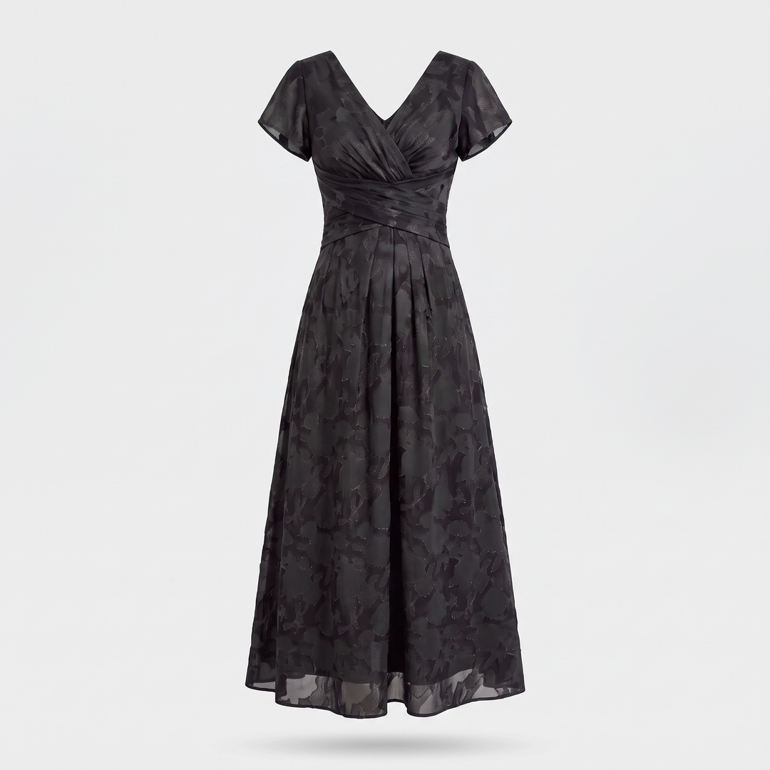 Women's Elegant Chiffon Midi Dress with Flutter Sleeves 0