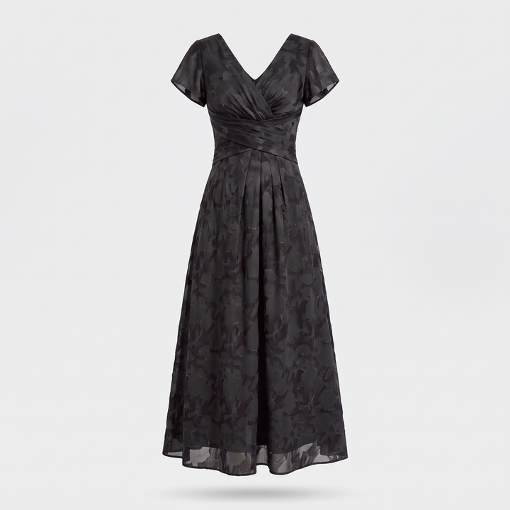 Women's Elegant Chiffon Midi Dress with Flutter Sleeves 0