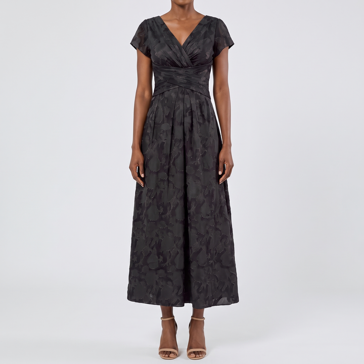 Women's Elegant Chiffon Midi Dress with Flutter Sleeves 1