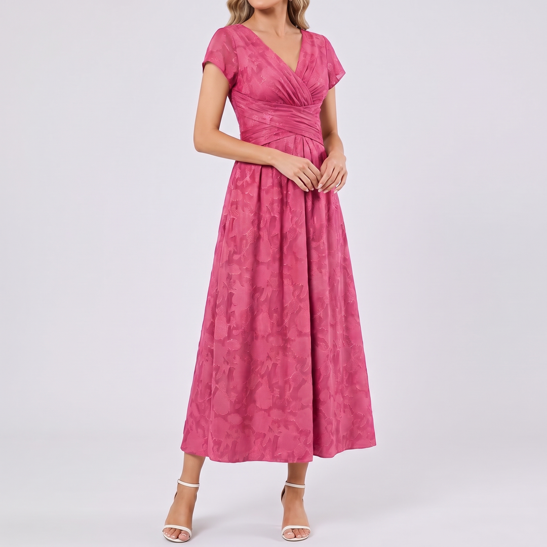Women's Elegant Chiffon Midi Dress with Flutter Sleeves 10