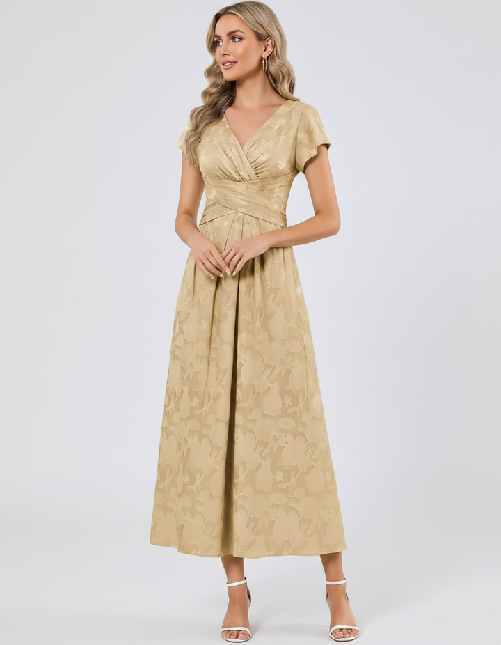 Women's Elegant Chiffon Midi Dress with Flutter Sleeves 101