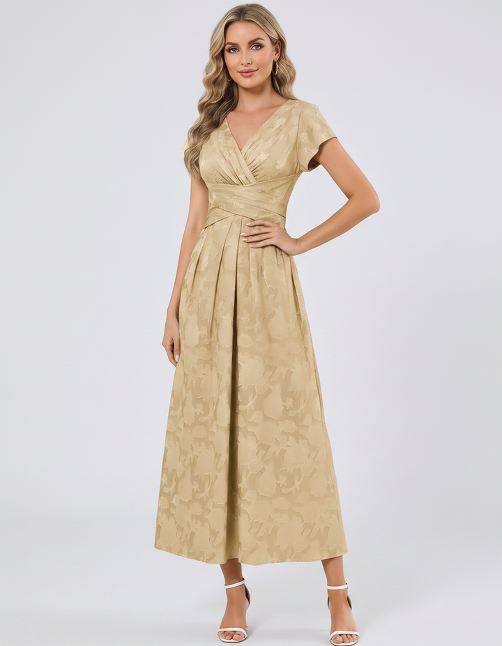 Women's Elegant Chiffon Midi Dress with Flutter Sleeves 103