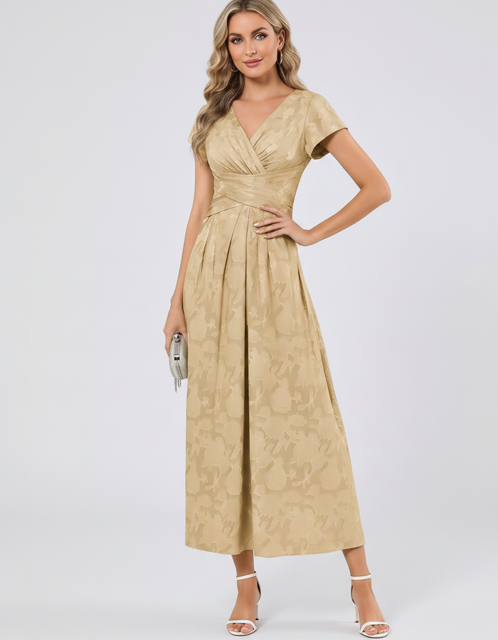 Women's Elegant Chiffon Midi Dress with Flutter Sleeves 105
