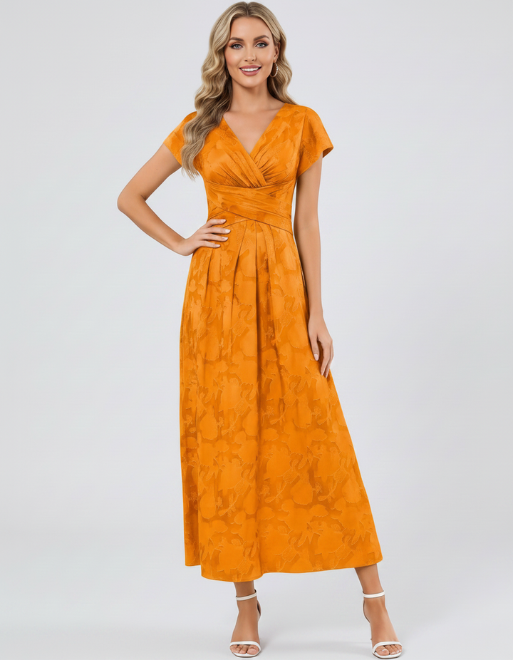 Women's Elegant Chiffon Midi Dress with Flutter Sleeves 111