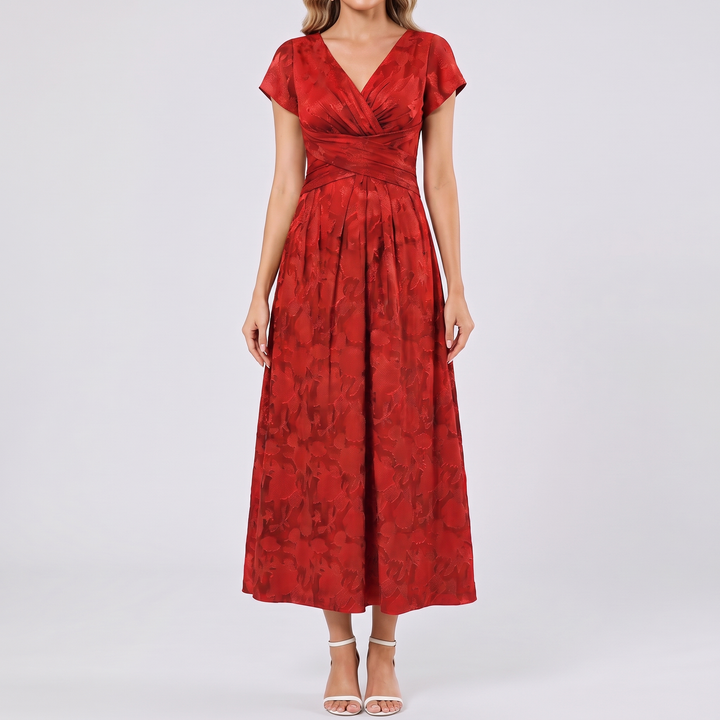 Women's Elegant Chiffon Midi Dress with Flutter Sleeves 13