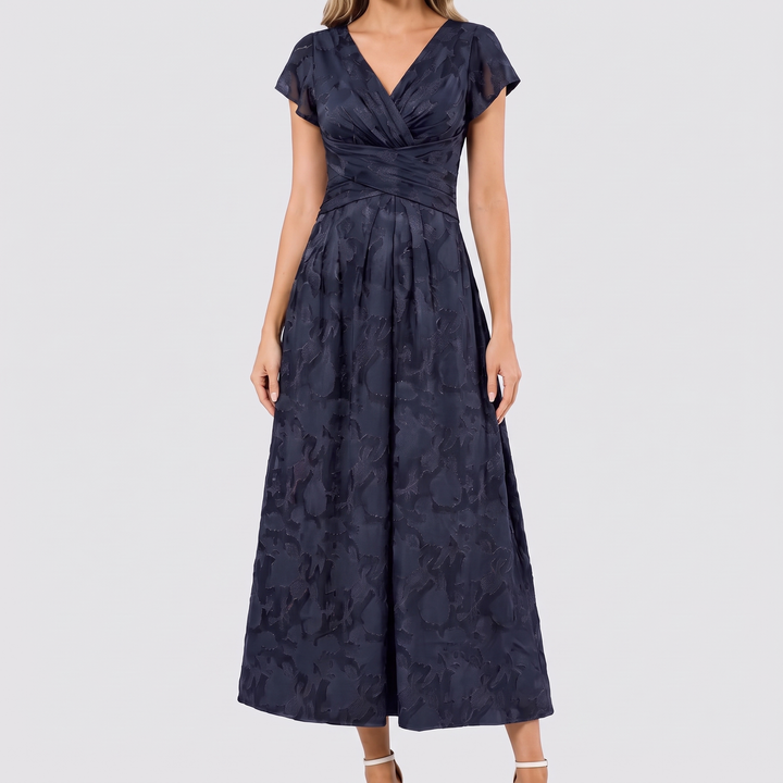 Women's Elegant Chiffon Midi Dress with Flutter Sleeves 14