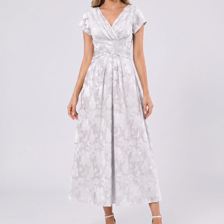 Women's Elegant Chiffon Midi Dress with Flutter Sleeves 15