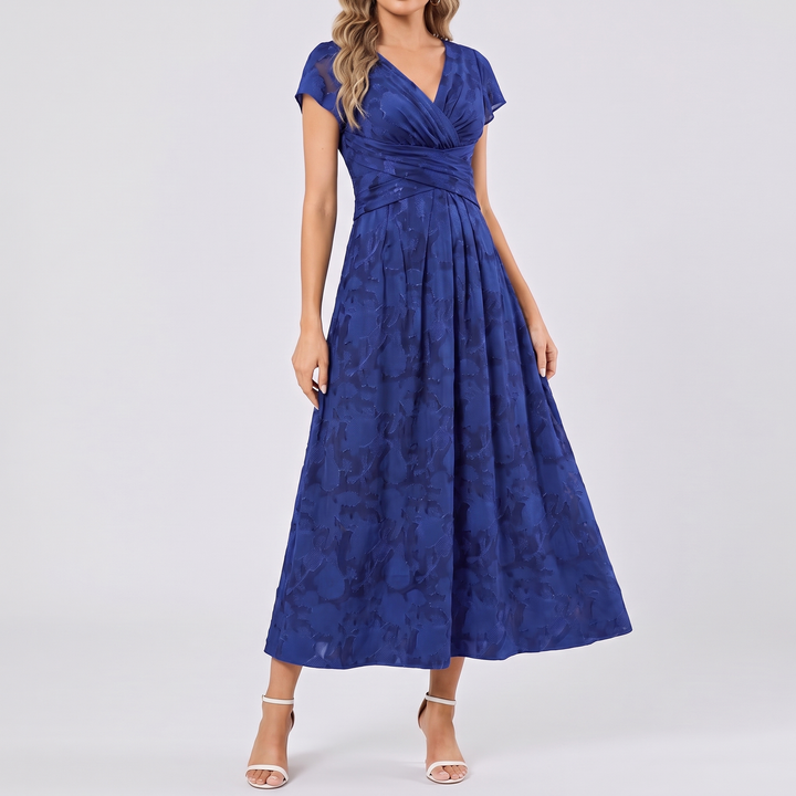 Women's Elegant Chiffon Midi Dress with Flutter Sleeves 16