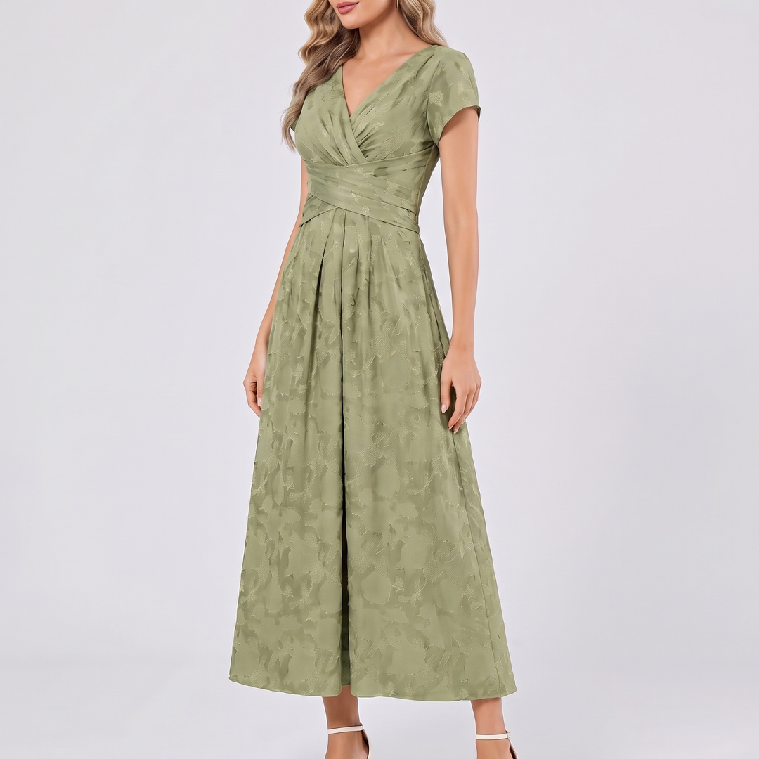 Women's Elegant Chiffon Midi Dress with Flutter Sleeves 18