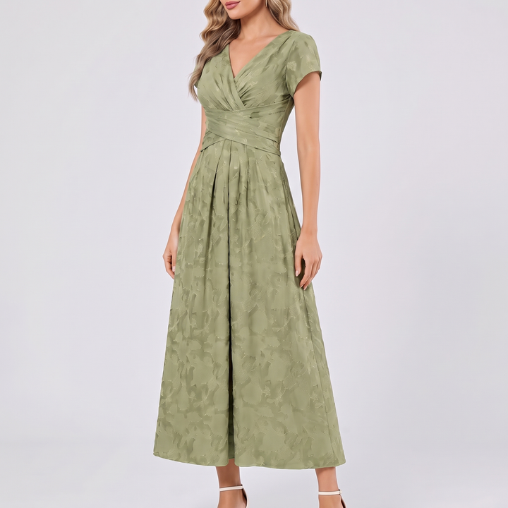 Women's Elegant Chiffon Midi Dress with Flutter Sleeves 18