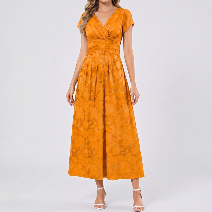 Women's Elegant Chiffon Midi Dress with Flutter Sleeves 19