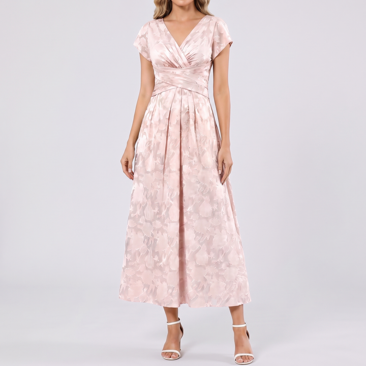Women's Elegant Chiffon Midi Dress with Flutter Sleeves 2