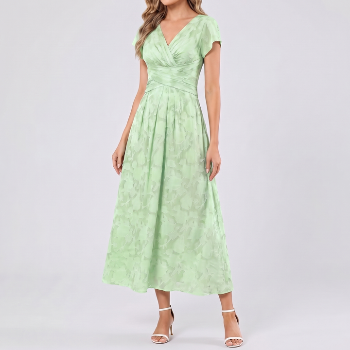 Women's Elegant Chiffon Midi Dress with Flutter Sleeves 20