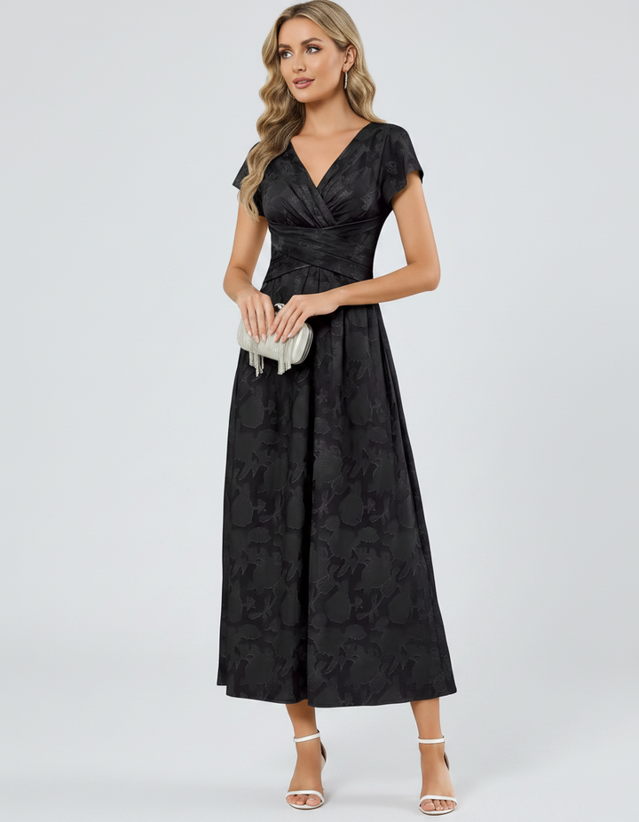 Women's Elegant Chiffon Midi Dress with Flutter Sleeves 21