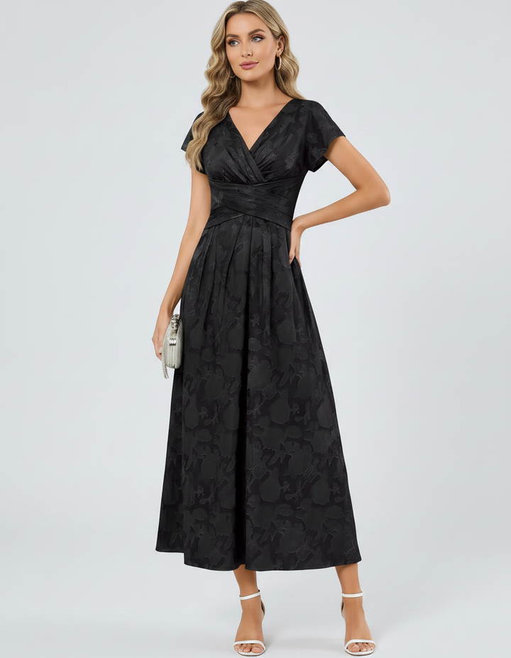 Women's Elegant Chiffon Midi Dress with Flutter Sleeves 22