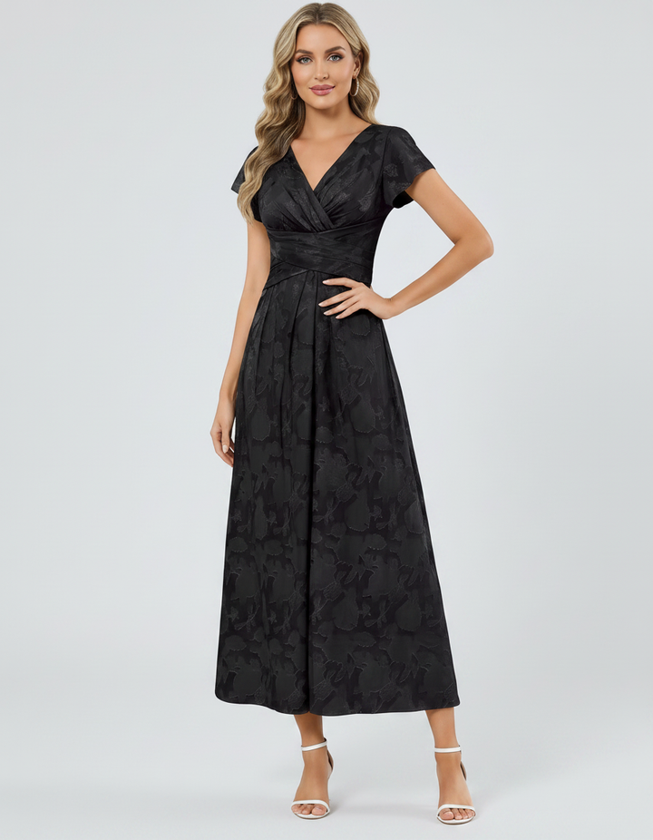 Women's Elegant Chiffon Midi Dress with Flutter Sleeves 23