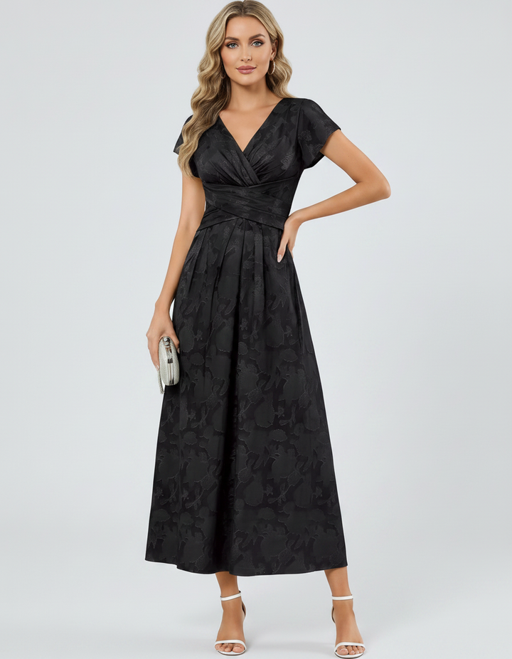 Women's Elegant Chiffon Midi Dress with Flutter Sleeves 24