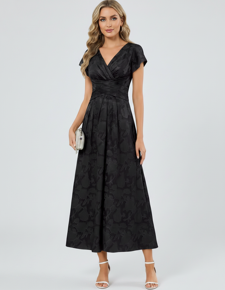 Women's Elegant Chiffon Midi Dress with Flutter Sleeves 25