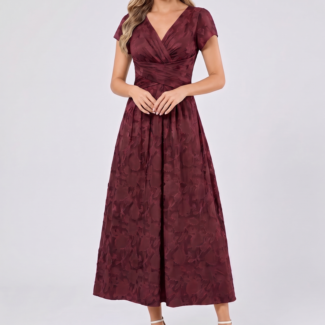 Women's Elegant Chiffon Midi Dress with Flutter Sleeves 3
