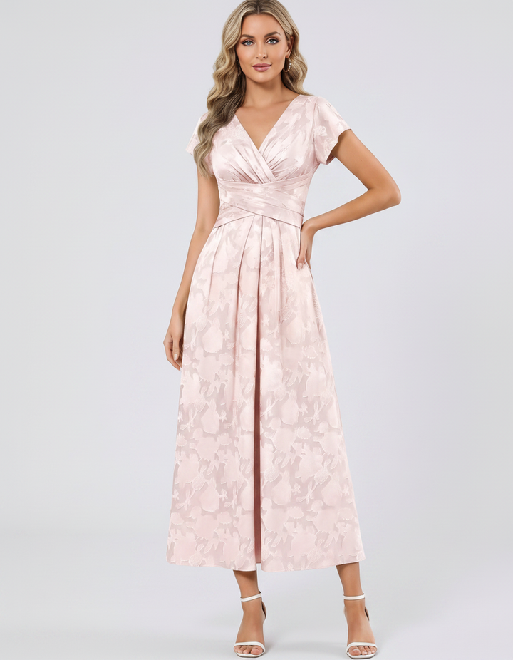 Women's Elegant Chiffon Midi Dress with Flutter Sleeves 30