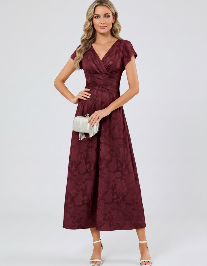 Women's Elegant Chiffon Midi Dress with Flutter Sleeves 32