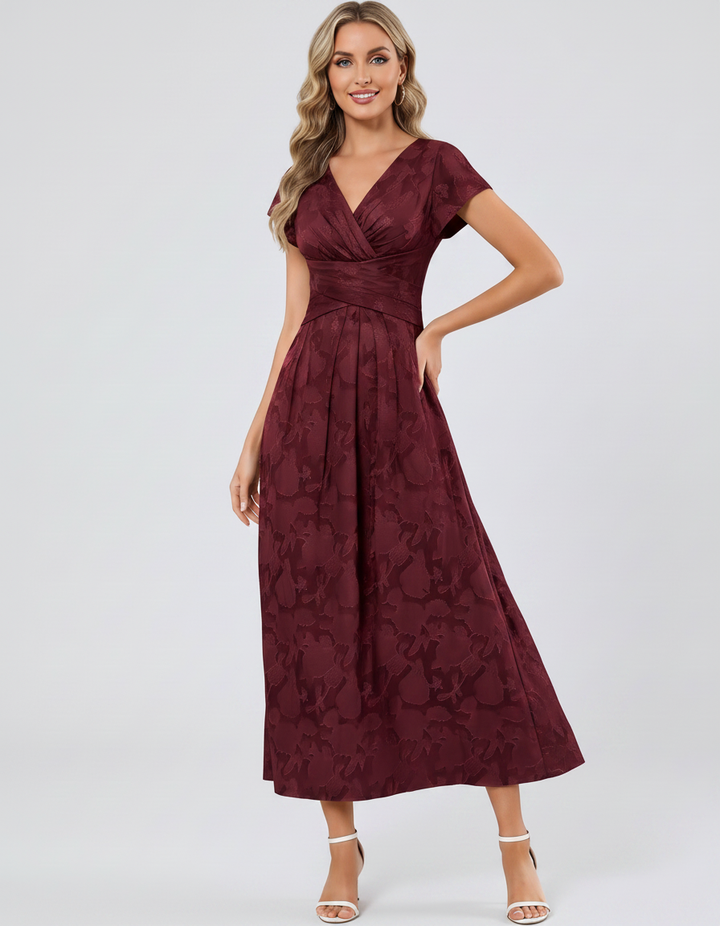 Women's Elegant Chiffon Midi Dress with Flutter Sleeves 34