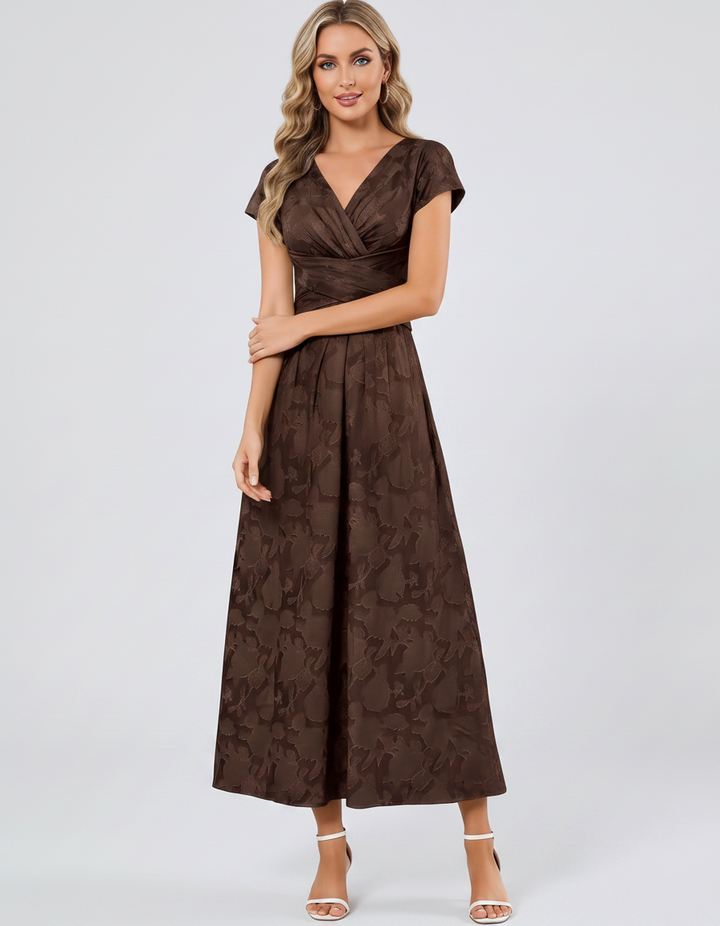 Women's Elegant Chiffon Midi Dress with Flutter Sleeves 37